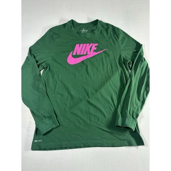 Nike Shirt Womens Adult Large Green Casual Spell Out Swoosh Pink Logo Athletic - Picture 1 of 6